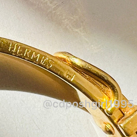 Hermès Ceinture red bracelet lizard leather gold plated bangle jonc authentic - Picture 10 of 16